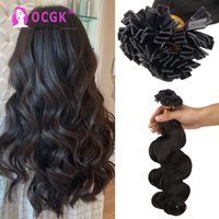 Nail Flat Tip Hair Extensions Human Hair Body Wave Brown Flat Tip Keratin Hair Extensions Balayage For Salon 12-26inch