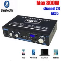 HiFi Digital AK35 Bluetooth Amplifiers MP3 Channel 2.0 Sound AMP Support 110V-240V for Home Car FM USB Remote Control
