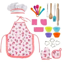 Play House Kitchen Toys Kit Chef Suit Apron Cake Mini Baking Mold Glove Spoon Cup Hat Tool Pretend Play Girls Birthday Gifts
