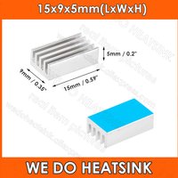 15x9x5mm Silver Cooler Aluminum Heat Sink with Thermal Tape for Cooling VRM Stepper Driver MOSFET VRam Regulators