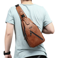 JEEP brand Men Chest Sing bags High quality leather crossbody shoulder bag for male brown black Waterproof Anti-theft Biking