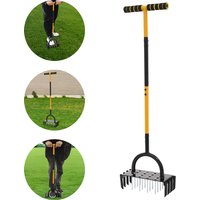 2-in-1-Rasenbelüftungswerkzeug, manuelles Rasenbelüfterwerkzeug mit 16 Spikes und 8 Entkern für Gartengras, loser Boden, verhindert Verdichtung