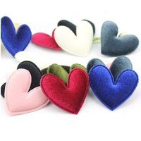 28Pcs 4.5cm Flannelette Heart Shape Padded Appliques For Children's Crafts BB Clip DIY Hairpin velvet Decor Headwear Accessoires