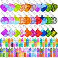 20pcs Mini Pop Keychain Sensory Fidgets Toy Pendants for Kids Birthday Party Favors Guest Gifts Classroom Prizes Goodie Stuffers