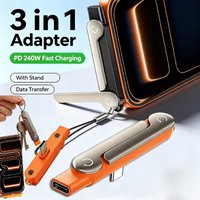 240W Ladekabelhalterung mit unsichtbarer Unterstützung, faltbarer Telefonhalter, USB Typ C Flachladegerät, Ladekabel, C-Kick-Kabelständer