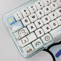 Cute PBT Keycaps,Glacier Bear Key Cap Set MOA Profile,Dye-Sublimation Custom Keycap for 60% 65% 75% 80% 100% Mechanical Keyboard