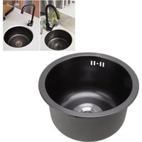 Rundes Küchenspüle, Mini-Rundküchenspüle, Edelstahlstange, rundes Becken mit Abflussrohrverschraubung, 30 cm Durchmesser, runde Barspüle
