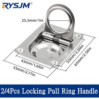 2/4Pcs Stainless Steel Locking Pull Ring Handle D Rings Recessed Tie Down Anchors Ring Lashing Ring For Trailer Truck Boat Yacht