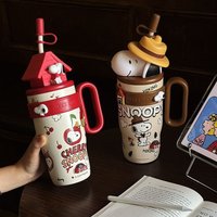 Cartoon Snoopy 800ml Stainless Steel Insulated Cup New Kawaii Anime Accessories Large Capacity Water Cup Girl Gift
