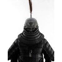 Dark Black Iron Face Armor Mask Guard Neck brace Throat protection Chinese Clothing Accessories Studio Props