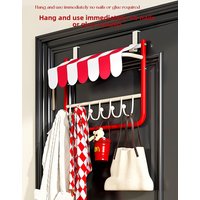 Flyns Bedroom Clothes Bag Hook Iron Dustproof No Drilling Multi-dopamine Storage Rack Iron Material 15kg Max Load