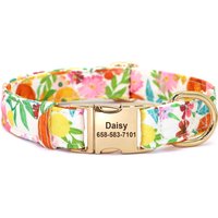 Personalized Nylon Dog Collar Floral Printed Puppy Necklace Free Custom Pet ID Nameplate Collars For Small Large Dogs Chihuahua