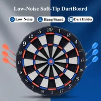DartVibe Soft Tip Dart Board Set Includes 6 Darts Noise Reduction System Wall & Desk Stand Portable for Outdoor Play
