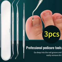 1/3pcs Stainless Steel Manicure Drill Set - Includes Nail File And Toe Nail Lifter, Non-Slip Comfortable Grip, Unscented tool