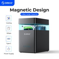 ORICO DS Series 5 Bay 3.5'' Type-C Hard Drive Enclosure Magnetic-type SATA3.0 HDD Case 12V6.5A for Altcoins Mining