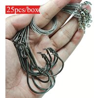 25pcs/box Pre‑tied Stainless Steel Wire Leader Barbed Fishing Hooks with Swivel, Anti‑tangle Heavy Duty SaltwaterFishing Tackle