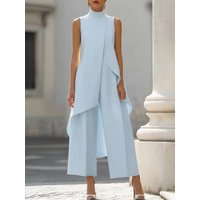 2026 Summer Fashion Sleeveslee Jumpsuits for Woman Elegant Irregular Design Straight Pant Jumpsuits Simple Style Woman Clothes