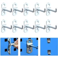 10 Pieces Tool Holder Steel Pegboard Storage Hooks 50mm End Slanted Perforated Wall Hooks PegboardCabinet Clothes Hanger Hooks