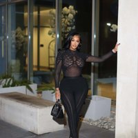 Women Hollow Out Jacquard Knit Mesh 2 Piece Set O Neck Long Sleeve T-shirts Top + Skinny Leggings Pants Clubwear Suit Streetwear