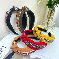 New Embroidered Plaid Double Layer Knot Headband for Women's Fashion Versatile Outgoing Versatile Hair Clip Headhoop