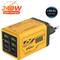 6 in 1 240W USB C Charger Fast Charging EU/US/UK Wall Charger For iPhone Samsung Xiaomi Type C Quick Charge Phone Power Adapter