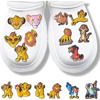 16pcs Lion King Anime Cartoon Shoe Charms PVC Decor for Clogs Bubble Slides Garden Sandals Kids Party Birthday Gifts