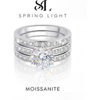 2CT Glittering Real Moissanite Diamond Ring Set For Women Gift Real 925 Sterling Silver Hot Sale Wedding Fine Jewelry