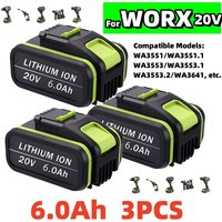For Worx 20V 6.0Ah Rechargeable Lithium Battery for all WORX Power and Garden Tools WA3553 WA3551 WA3553.1 WA3570