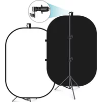 NEEWER 1.5x2m / 5x7ft 2-in-1 Collapsible Backdrop Kit (Black&White)