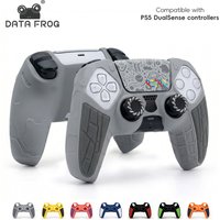 Data Frog Soft Silicone Protective Case Compatible with PS5 DualSense Controller, Anti-Slip Skin Cover with Thumb Grip Caps