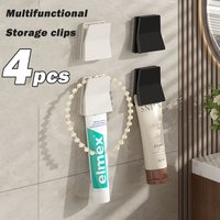 4pcs Kitchen Cleaning glove Clips Multifunctional Storage Clips Wall Mount Punch Free Towel Clamp Toothpaste Holder