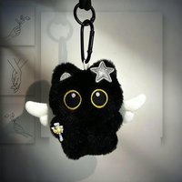 Cute Black Cat Plush Keychain 10cm Cartoon Kitten Doll Toy Bag Pendant Car Keyring Accessories Gift