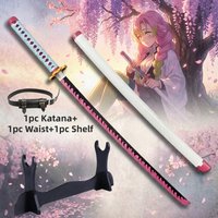 40inch Demon Slayer Kanroji Mitsuri Katana Stand Set Anime Cosplay Prop Sword Ninja Knife Blade Sabre 1:1 Scale Plastic Toy Gift
