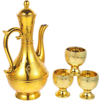1 set European Offering Cup Set Altar Goblet Wine Pot Combination Buddhist Supply Vintage Enshrine Glass Traditional Sacrifice