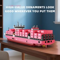 Container Ship Building Blocks, Kids Educational Toy, Puzzle Assembly Model, Creative Desk Decor & Birthday Gift for Boys/Girls