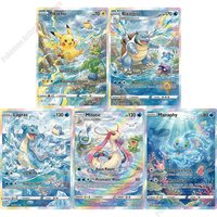 5Pcs Pokemon Cards Watercolour Style Blastoise Lapras Milotic Manaphy Rare Holo PTCG Cards Game Collection Cards Pokemon Gift