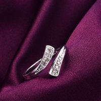 Fine 925 Sterling Silver luxury crystal Ring For women adjustable size Fashion party wedding engagement Jewelry Couple gifts