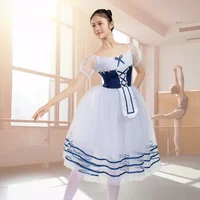 Professional Girls Ballet Tutu Dress Giselle Adulto Women Mesh Skirt Short Puff Sleeves Kids Dance Gymnastics Leotard Costumes