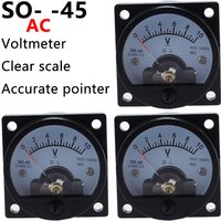 new Voltmeter SO-45 AC 1V 2V 5V 10V 15V 20V 50V 100V 150V 200V 300V 500V Round Analog Dial Panel Meter Voltmeter Gauge Black