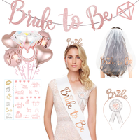 1Set Bride To Be Veil Badge Strap Pull Flag Wedding Decorations Bridal Shower Tattoo Sticker Gift Bachelorette Party Supplies