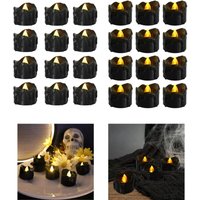 12 Pieces Black Flameless Tealight Candles Electronic LED Tea Lights Home Decor Wedding Holiday Night Lights Halloween Decor