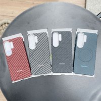 For Samsung Galaxy S26 S25 Ultra Case Kevlar Carbon Fiber Texture Magnetic Hard PC Cover S26Ultra S25Ultra Back Protective Shell