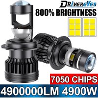 2Pc H7 LED Projector Mini Car Headlight Bulbs 4900000LM H7 Turbo LED Projector Lens Headlamp LHD RHD 12V Apply to Car&Motorcycle