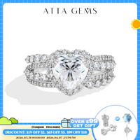 ATTAGEMS Love Heart Cut 3ct Synthetic Moissanite Luxury Rings for Women Classic 925 Silver Wedding Ring Jewelry Mothers Day Gift