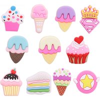 1Pcs PVC Shoe Charms Ice Cream Cone Cake Star Shield Accessories Shoes Buckle Decorations Fit Bracelets Children Gift