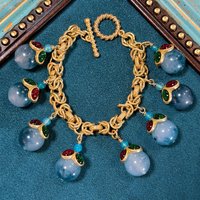 Vintage Blue Bracelet Made Of Natural Stones Tassel Light Bulb Pendant Accessories Antique Gold Color Women Luxury Dubai Jewelry