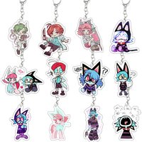 PsychoCuties Psychonauts Acrylic Keychain Chibi Blue Cat Anime Characters Cute Bag Charms Backpack Keyring Pendant Birthday Gift
