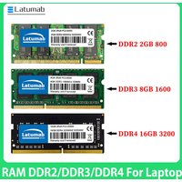 Latumab SODIMM Memoria DDR4 DDR3 DDR3L DDR2 16GB 8GB 4GB 2GB 3200 2666 2400 2133 1866 1600 1333 800 667 MHz Laptop Ram Memoria
