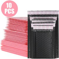 Sac d'emballage de courrier à bulles noir et rose, enveloppe en mousse imperméable, cadeau auto-adhésif, pochette de livraison rembourrée, 10 pièces