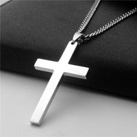 Classic Stainless Steel Cross Pendant Necklace For Women Men Link Chain Charm Necklace Cool Boys Girls Punk Hip Hop Jewelry Gift